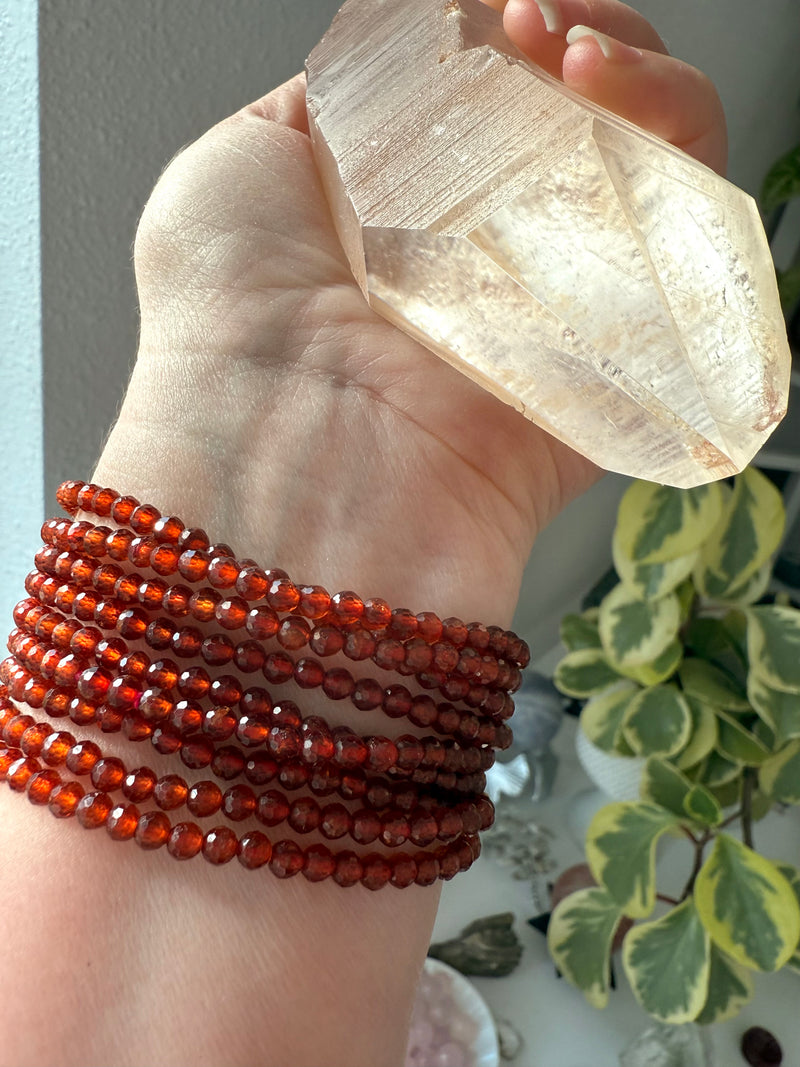 Faceted Spessartite Garnet Wrap Bracelet + Necklace