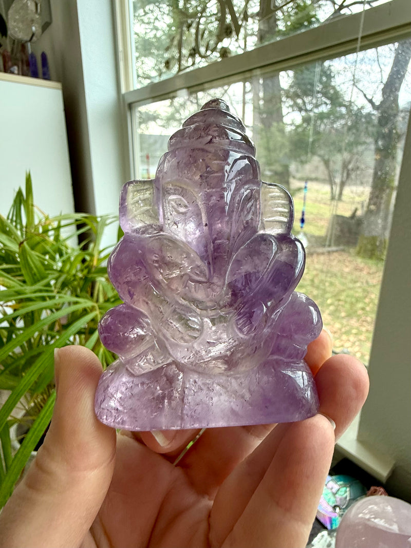 Hand-Carved Amethyst Ganesha