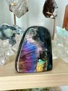 A flashy Sunset Labradorite Freeform Crystal with a gorgeous rainbow spectrum of colors