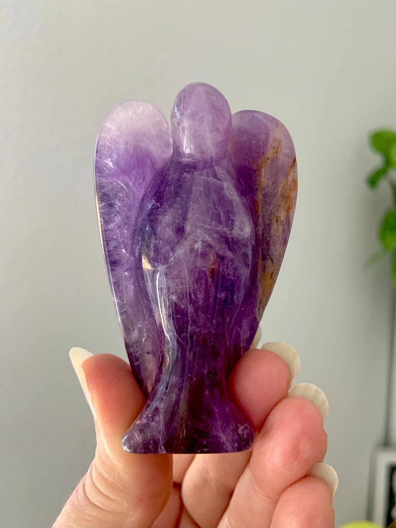 Amethyst with Golden Healer Angel Figurine