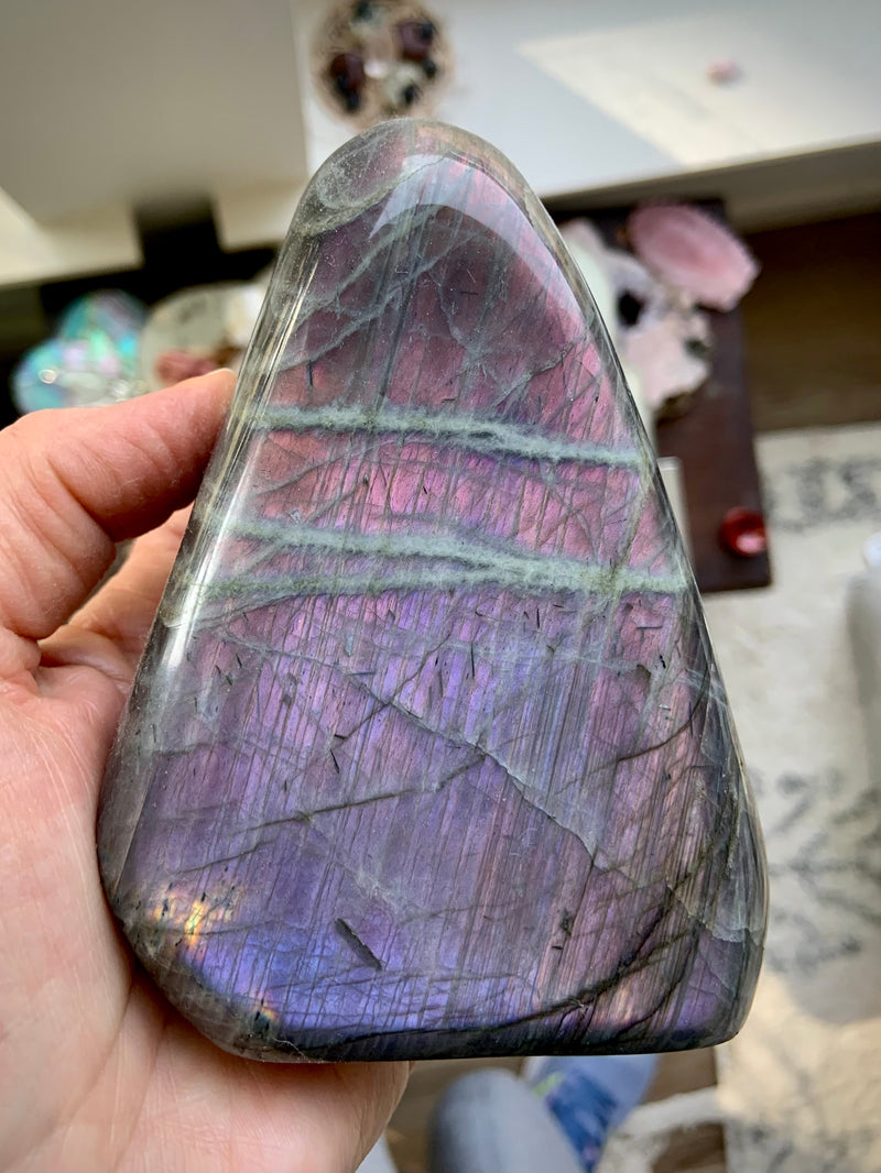 Pink and Purple Labradorite Freeform Tower