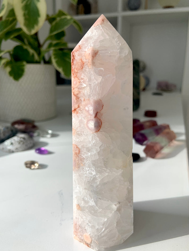 Pink Amethyst x Flower Agate Tower