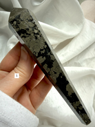 pyrite wand in black matrix polished crystal point option 1 abundance stone