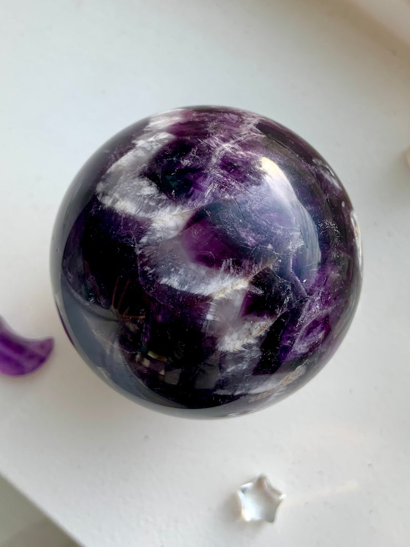 High Quality Chevron Amethyst Sphere with Stand