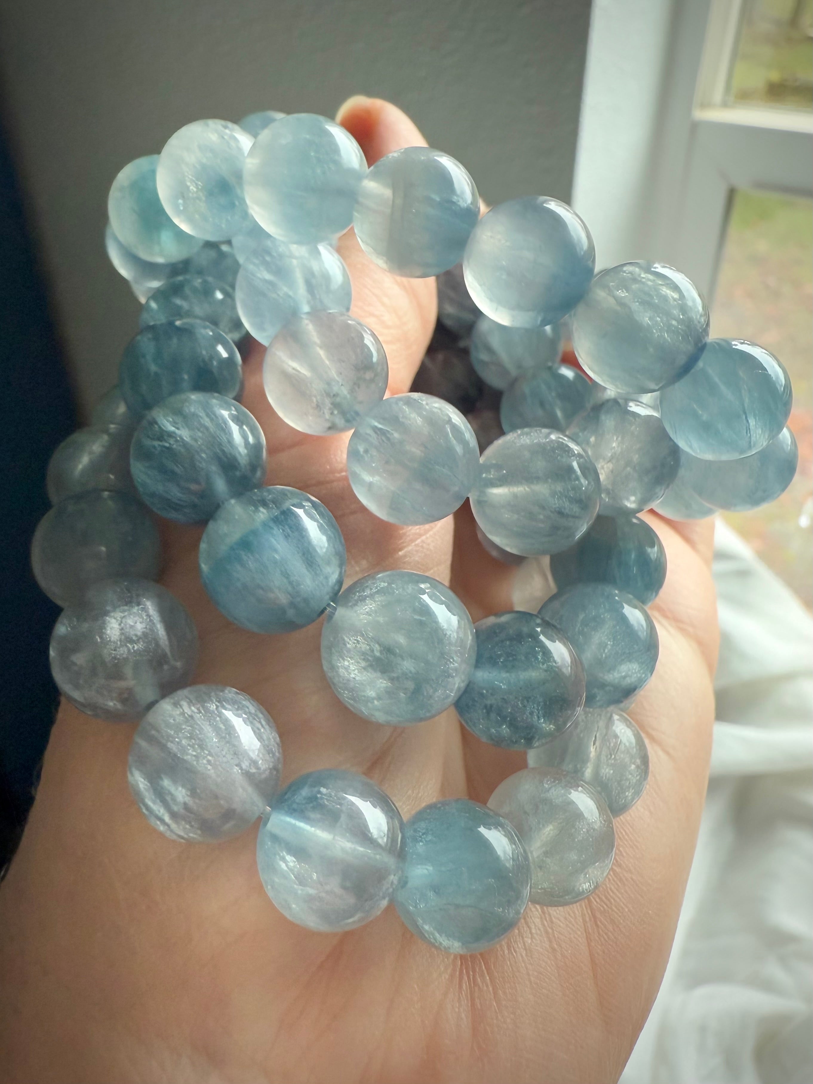 High quality Ice Blue Fluorite Bracelets with lovely translucence + ethereal shimmer