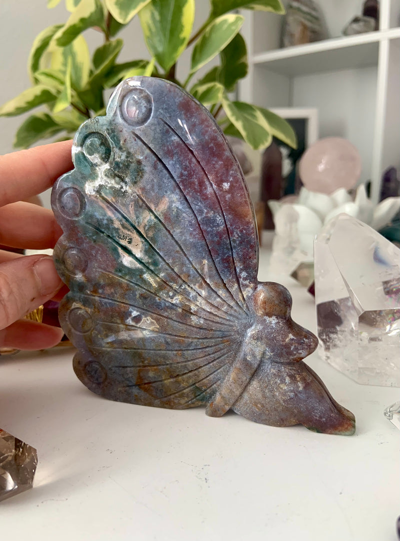 Large Ocean Jasper Fairy Carving