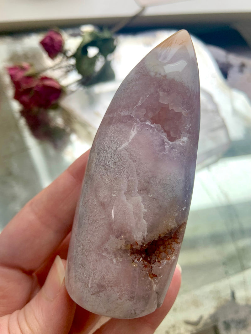 Pink Amethyst Flower Agate Freeform Tower