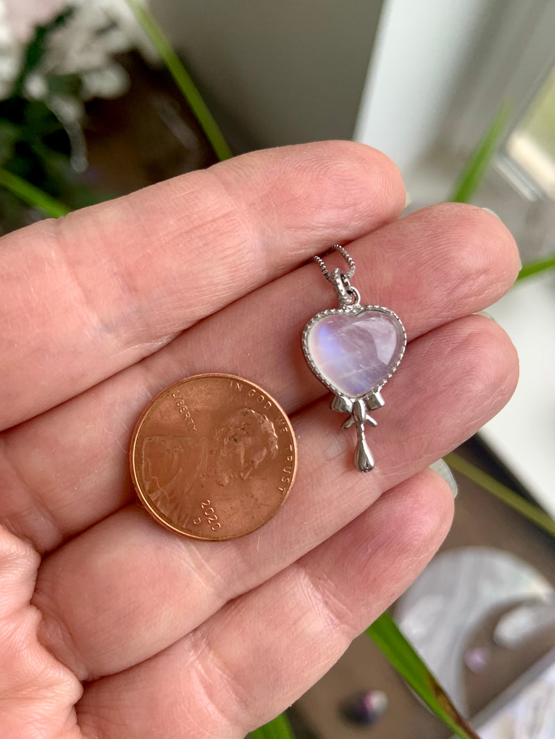 White Moonstone in Sterling Silver Pendant with Chain Option