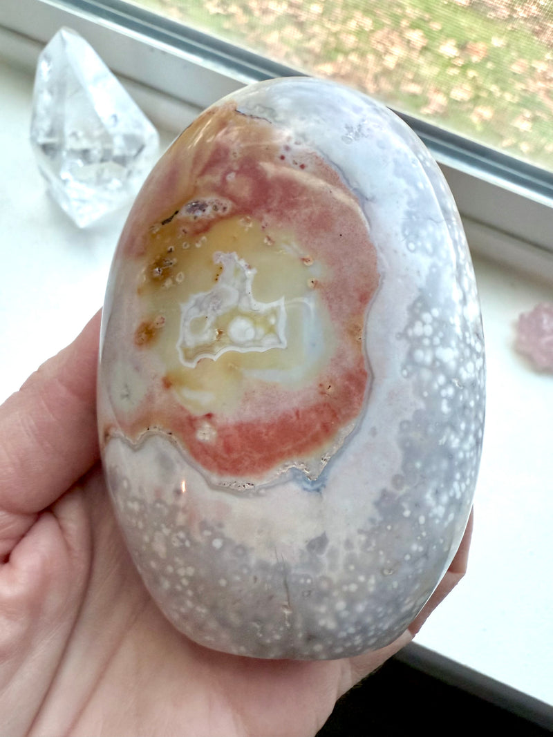 Orbicular Ocean Jasper Freeform with Druzy