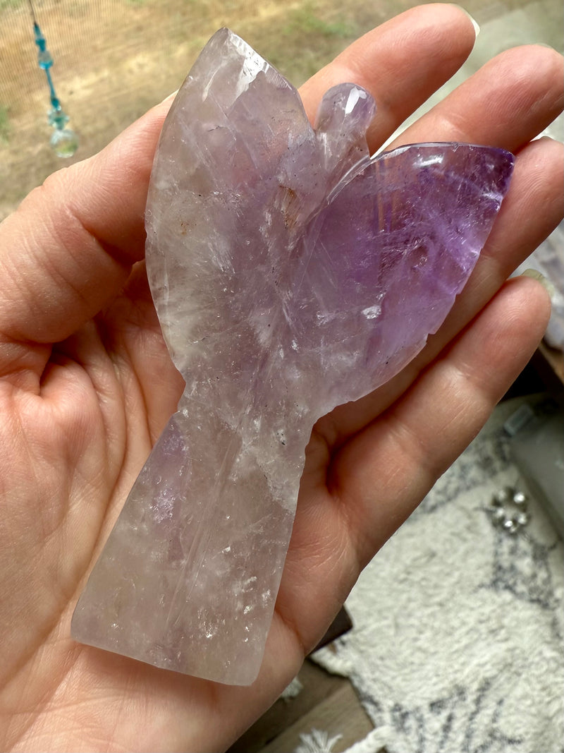 Amethyst Angel Figurine with Golden Healer Inclusions