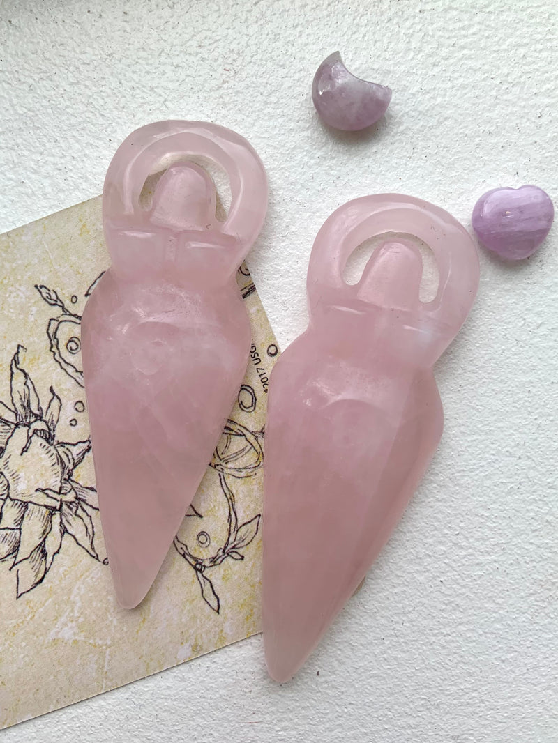 Rose Quartz Spiral Goddess Figurine