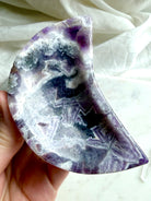 Dream Amethyst moon bowl interior detail with layered purple banding and natural crystal patterns