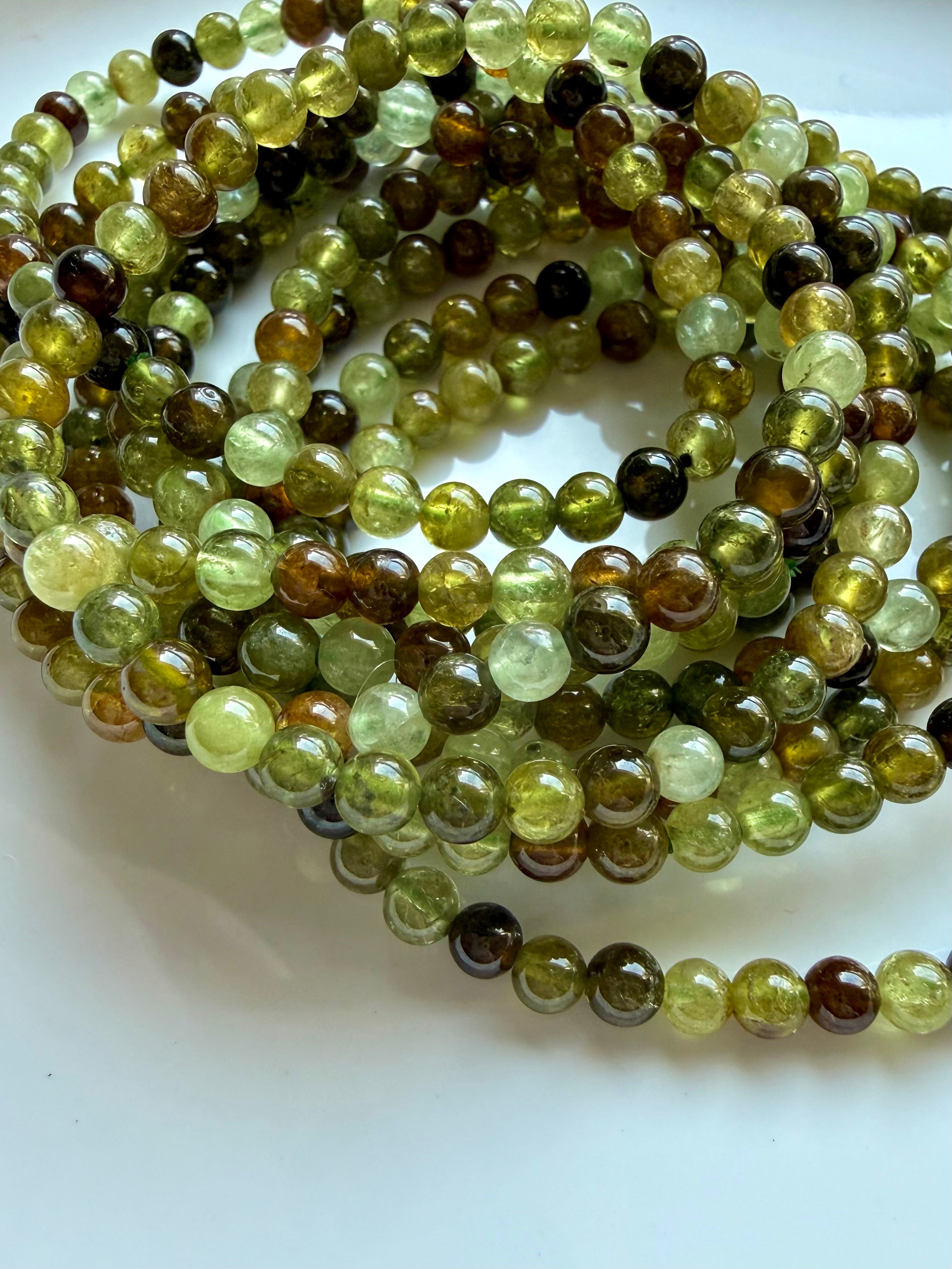High-quality Tsavorite Garnet crystal bracelets with glowing translucent green gemstone beads