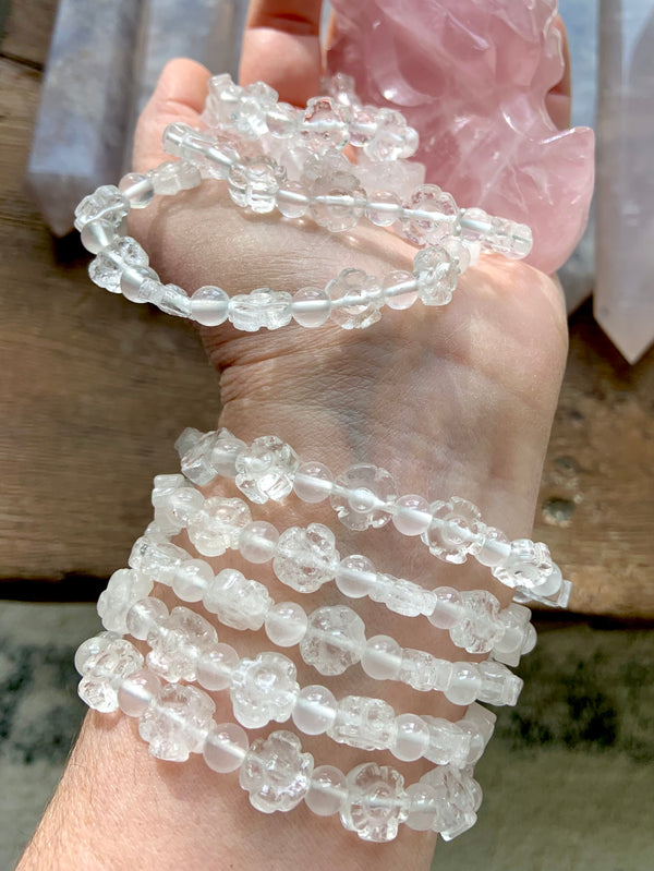 Clear Quartz Flower Bead Bracelets