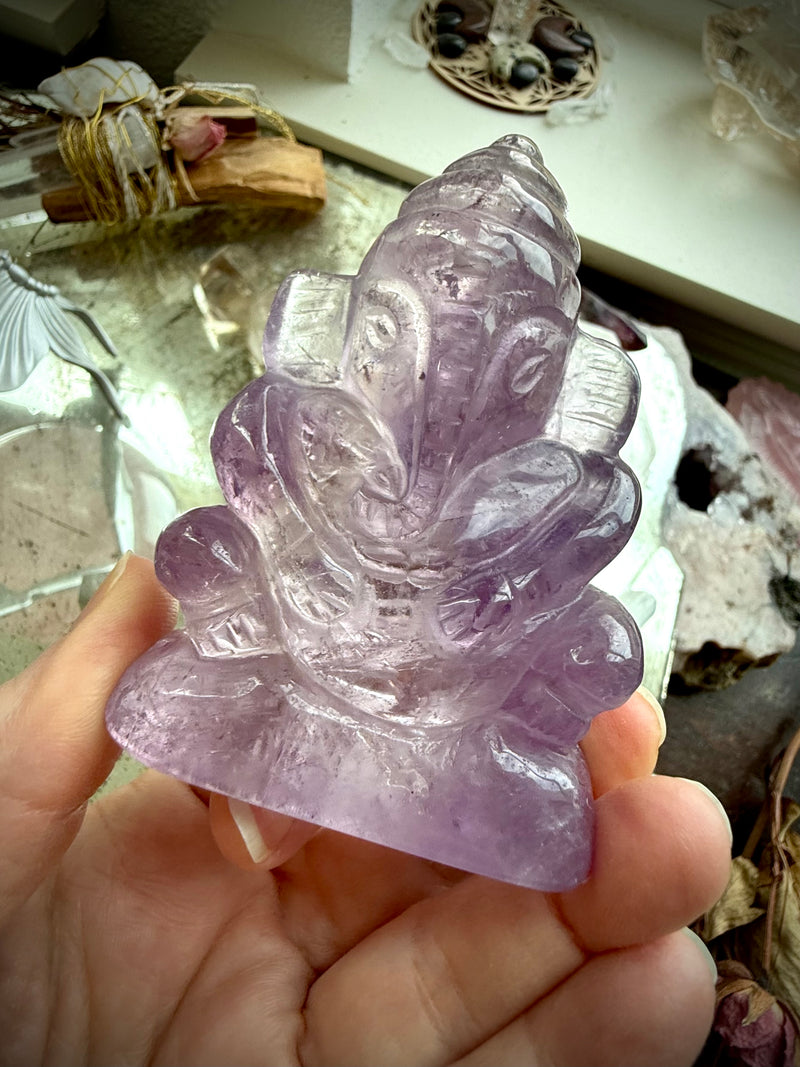 Hand-Carved Amethyst Ganesha