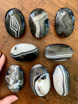 Banded Black Agate Palm Stones