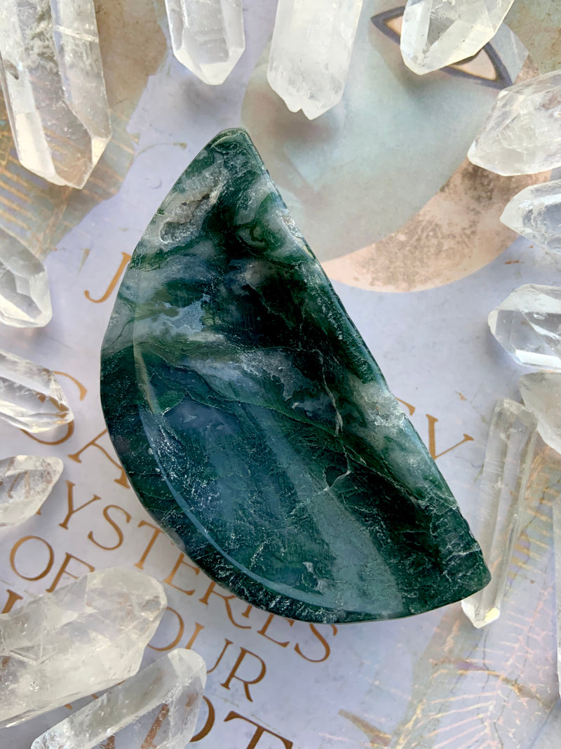 Moss Agate Moon Bowl