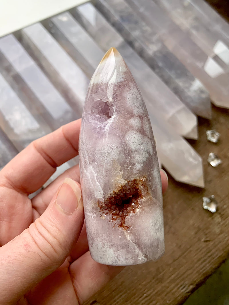 Pink Amethyst Flower Agate Freeform Tower