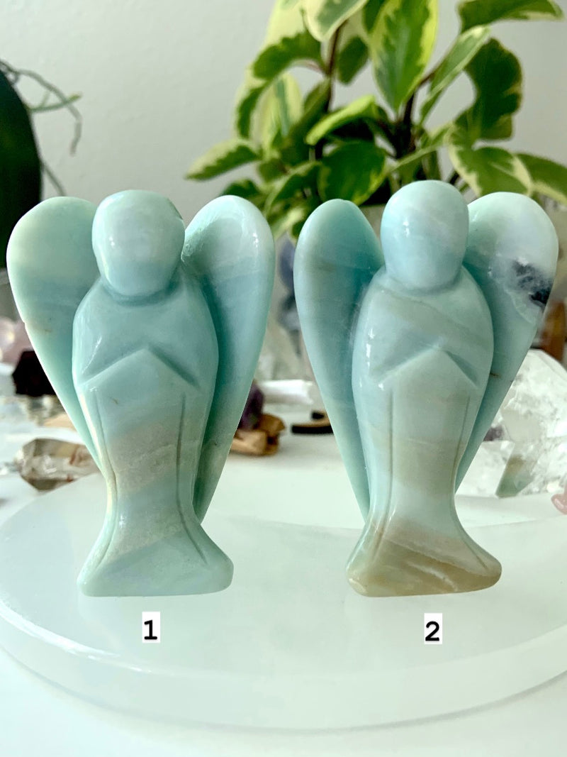 Sky Blue Amazonite Angel Carvings