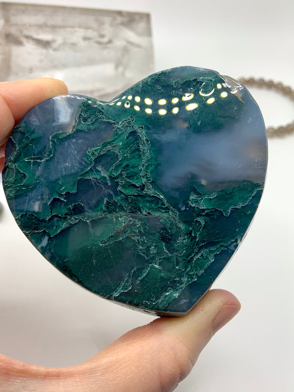 Moss Agate Heart Bowl