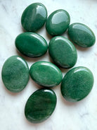 Green Aventurine palm stones for abundance, new beginnings, good luck, and Heart Chakra work