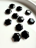Mini faceted Black Obsidian hexagon crystal with glossy finish