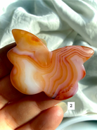 Carnelian Butterfly crystal carving number 2 with soft orange and white agate layers