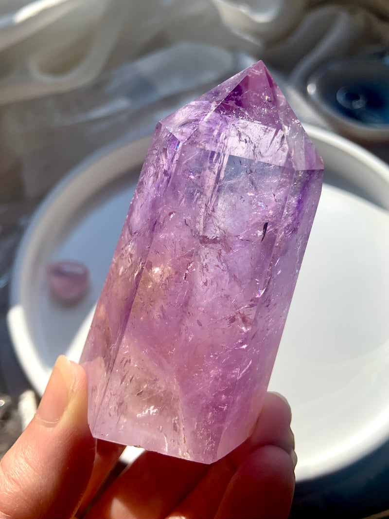 Smokey Amethyst Point with Golden Healer