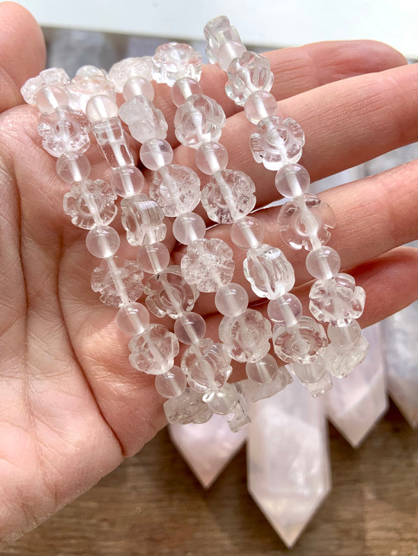 Clear Quartz Flower Bead Bracelets