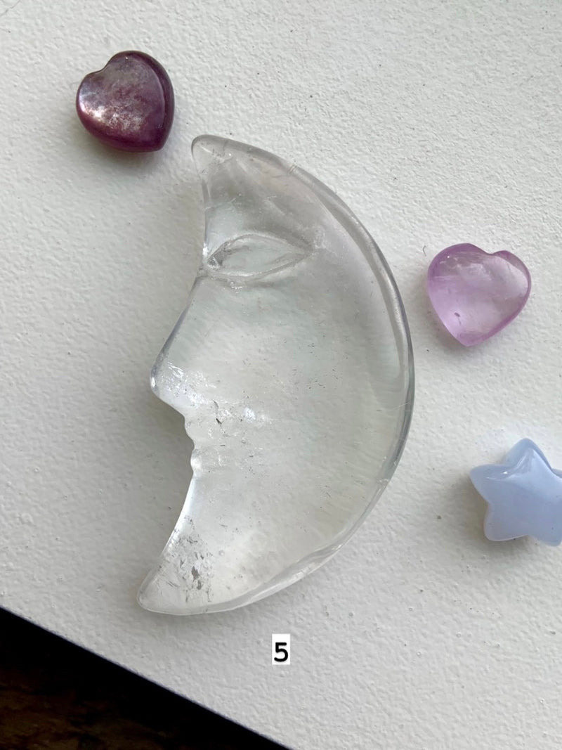 Clear Quartz Moon Face - You pick!