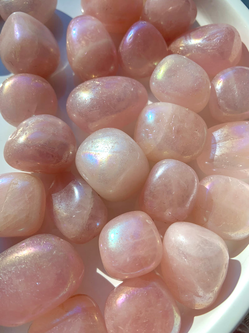 Aura Rose Quartz Tumbles