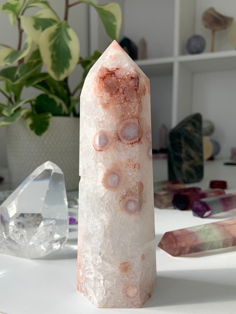 Pink Amethyst x Flower Agate Tower