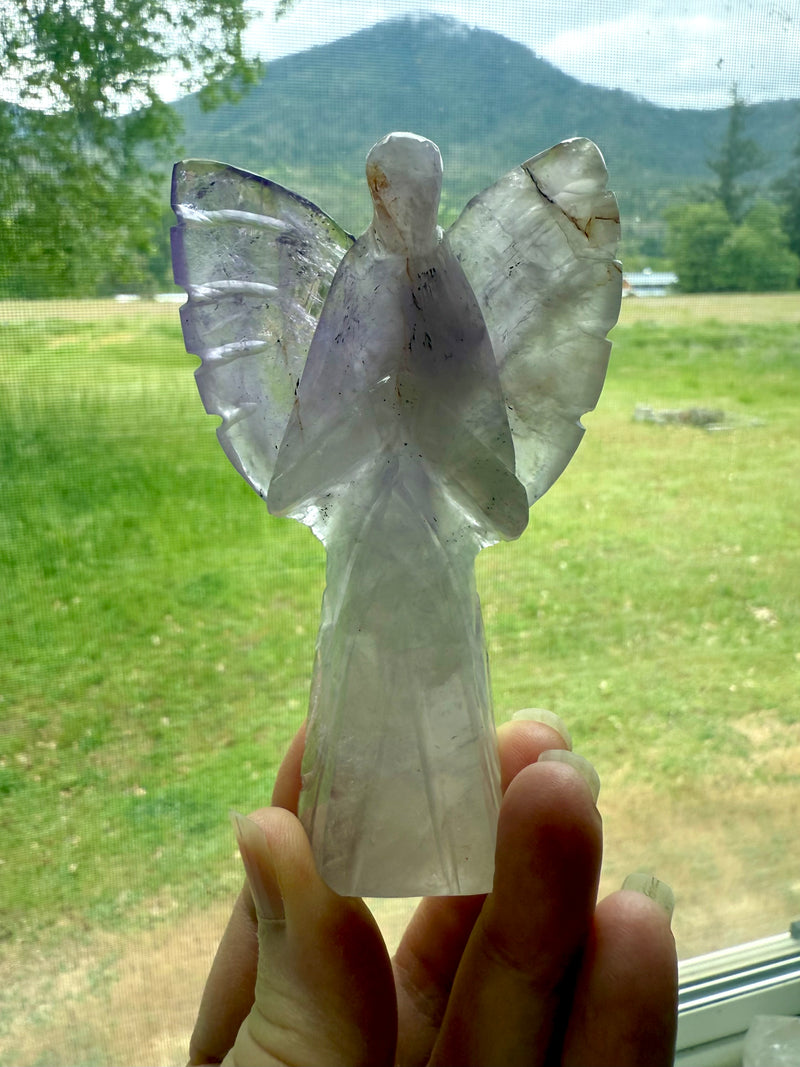 Amethyst Angel Figurine with Golden Healer Inclusions