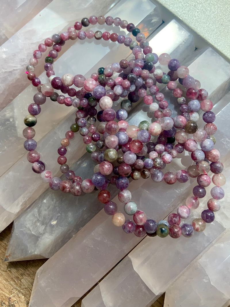 Watermelon Tourmaline with Lepidolite Bracelets