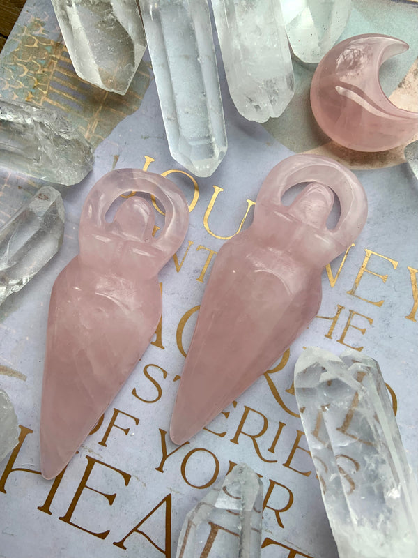 Rose Quartz Spiral Goddess Figurine