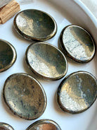 Natural Pyrite worry stones with gold and bronze metallic sheen for abundance, manifestation and protection