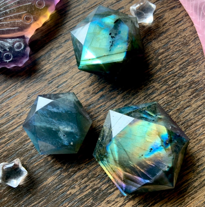 Flashy Labradorite Hexagon, Labradorite Star of David