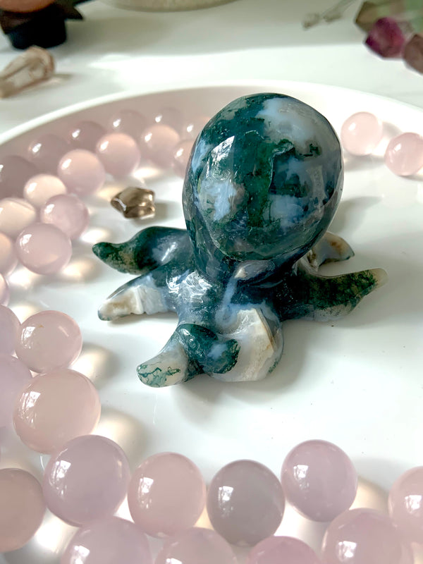 Moss Agate Crystal Octopus