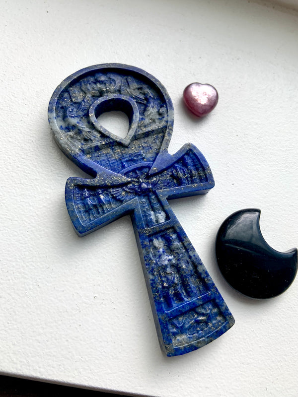 Lapis Lazuli
Ankh with Ancient Egyptian Hieroglyphs