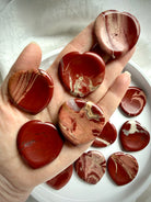 red jasper heart shaped worry stones – polished meditation crystals for grounding and emotional strength