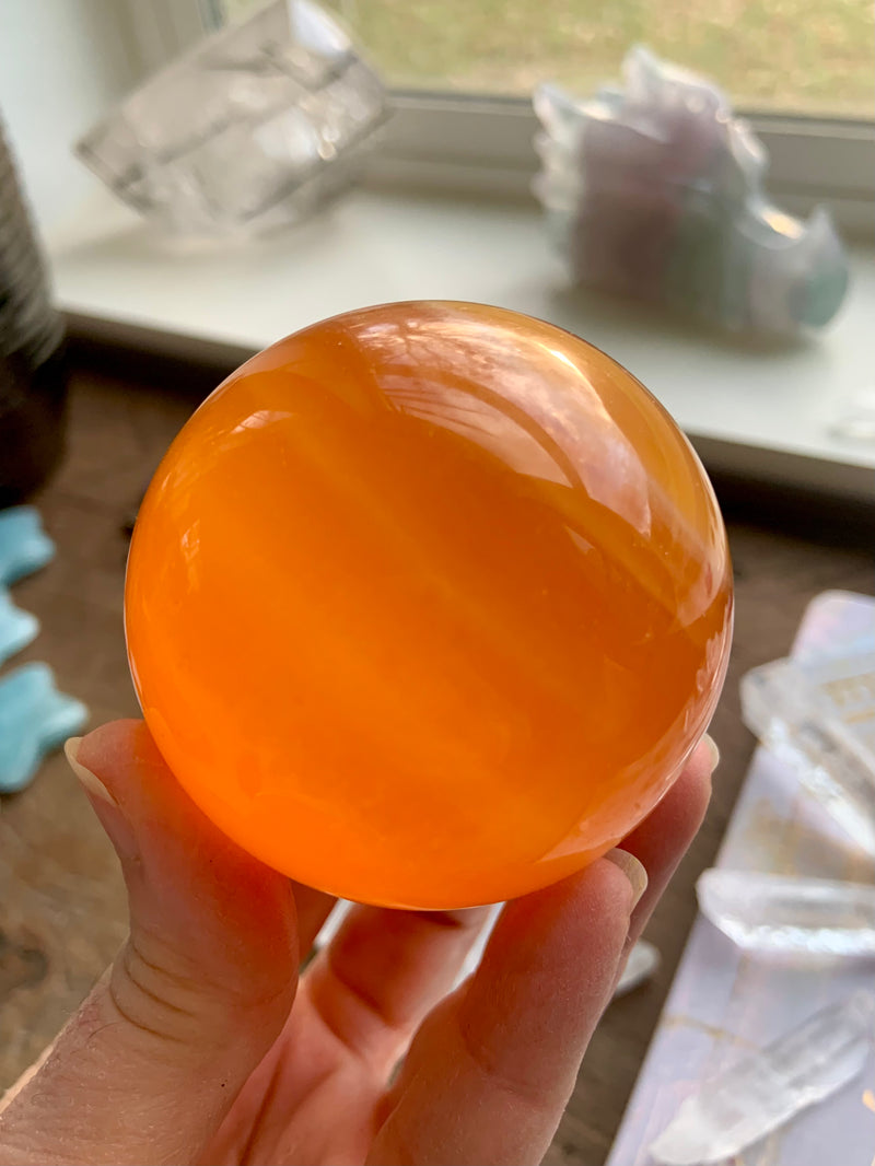 Brilliant Orange Calcite Sphere