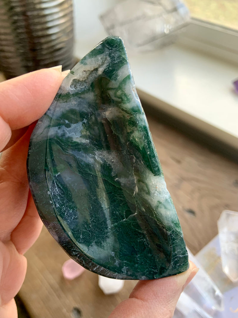 Moss Agate Moon Bowl