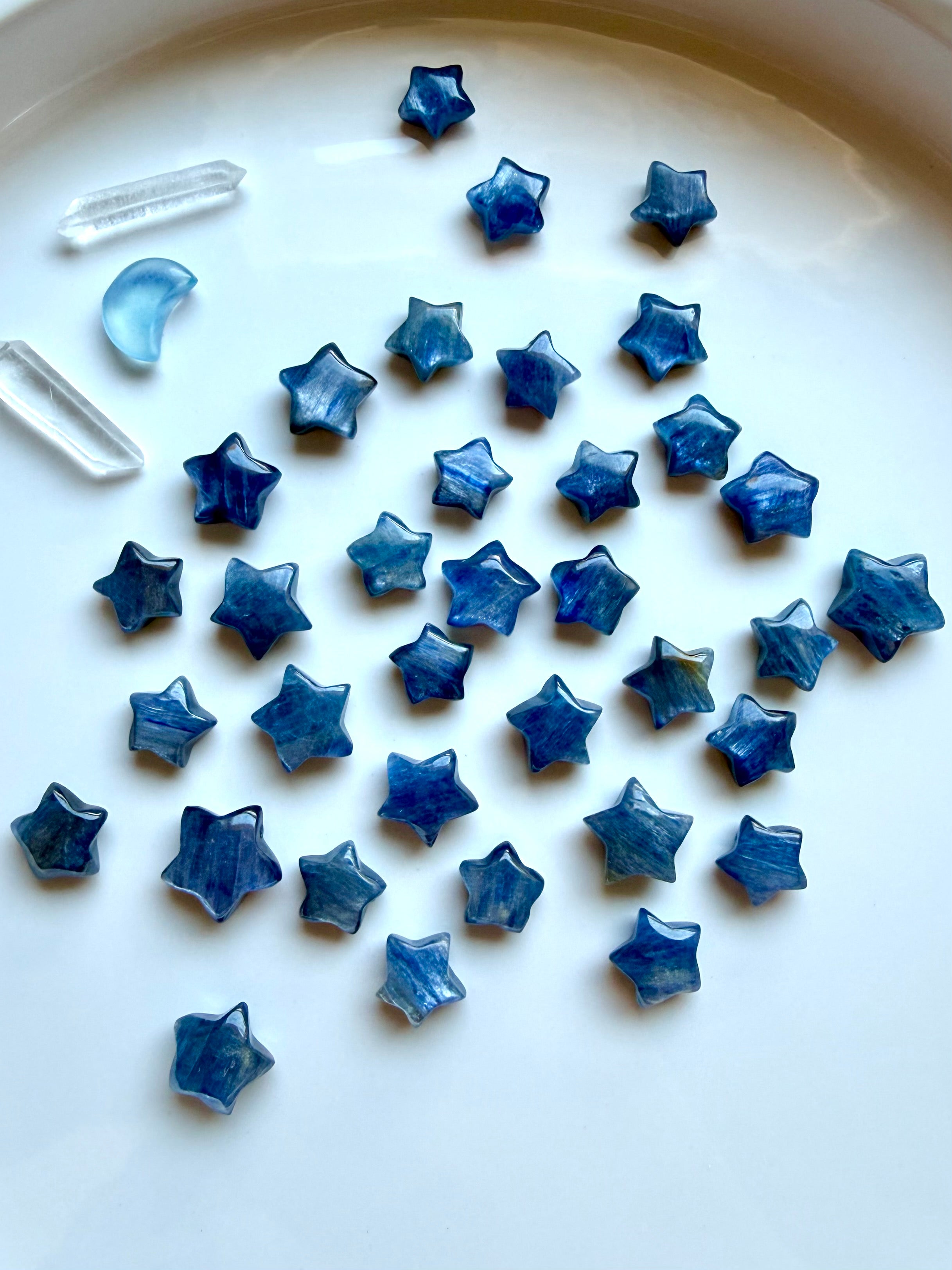 Assorted Mini Blue Kyanite stars for crystal grids, intuition, and authentic self-expression