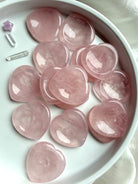 Rose Quartz heart worry stones – polished heart-shaped crystal thumb stones for love, calm, and Heart Chakra healing