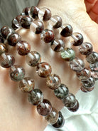 Garden Quartz bracelet with mossy chlorite and mineral inclusions, grounding shaman stone for chakra healing and inner vision