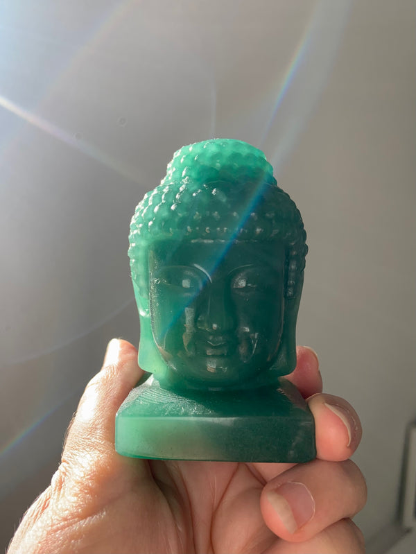 Green Aventurine Buddha Head Carving