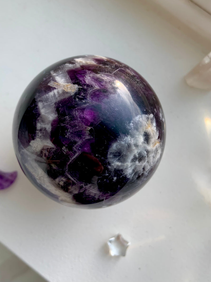 High Quality Chevron Amethyst Sphere with Stand