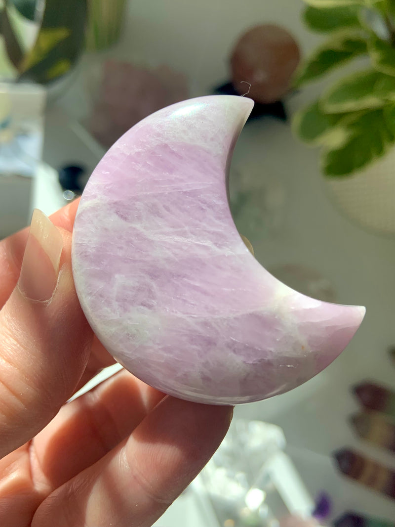 Big Kunzite with Hiddenite Moon