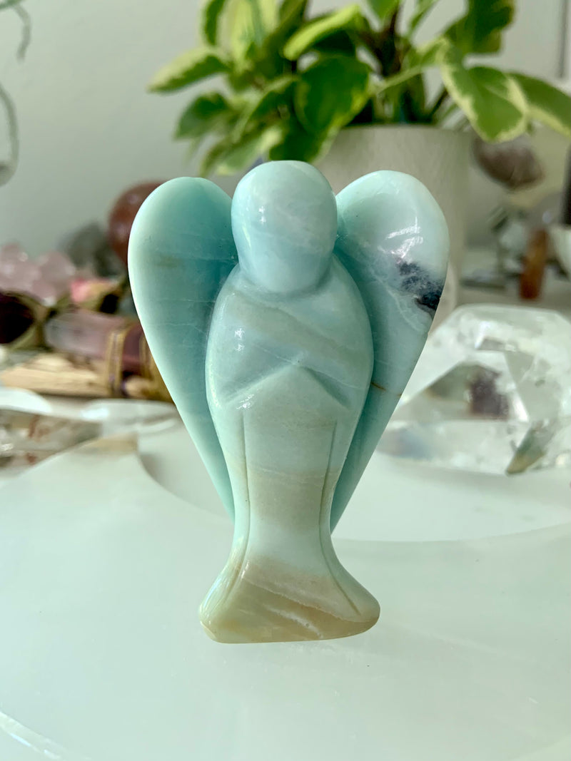 Sky Blue Amazonite Angel Carvings