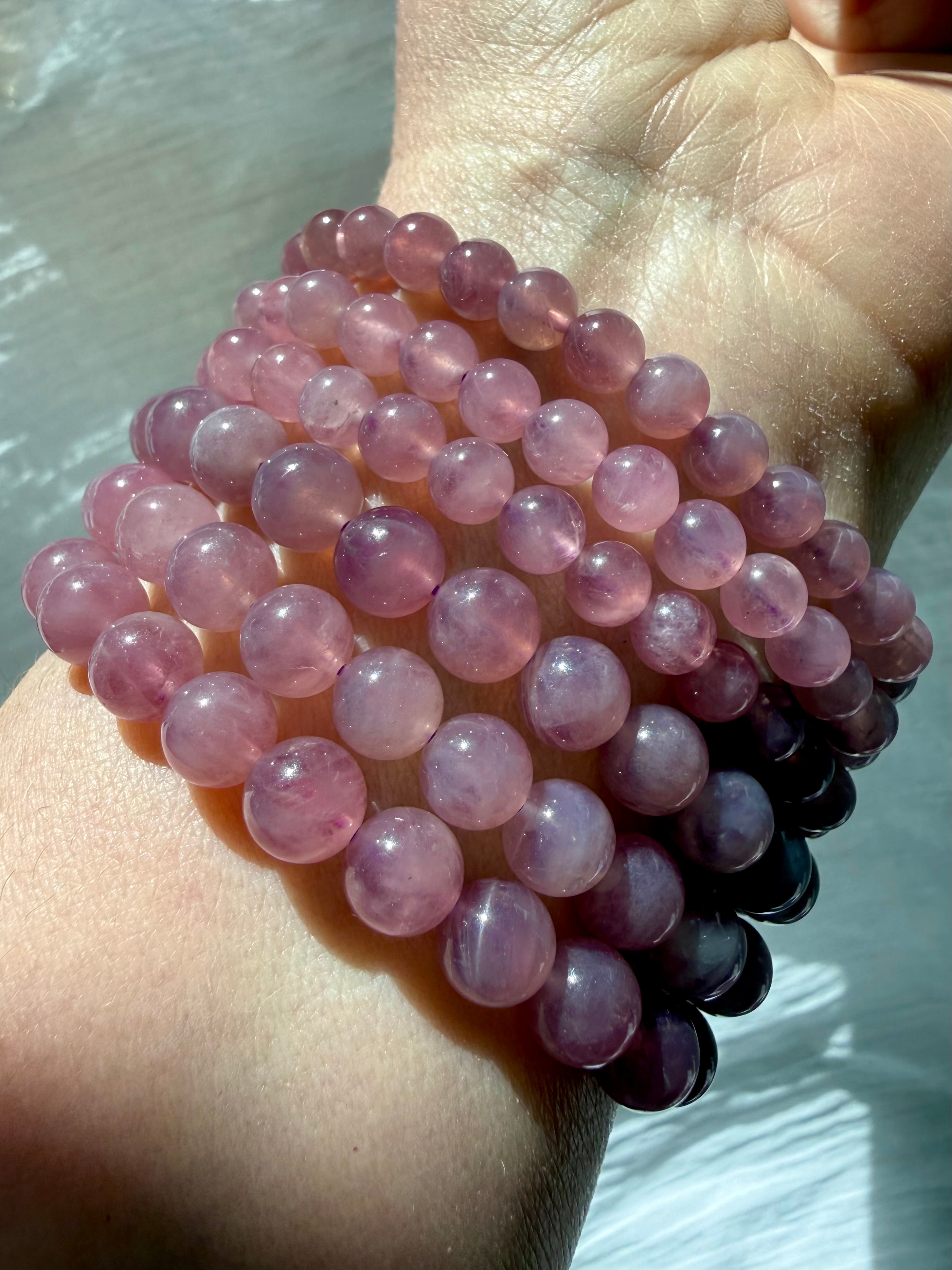 Handmade Lavender Rose Quartz Bracelet with premium gemstone beads for Divine Feminine and Heart Chakra healing